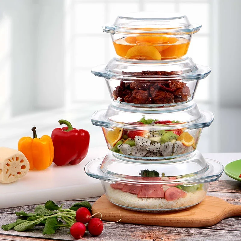 Meal Prep Soup - Tempered Glass Bowl with Lid Heat-resistant