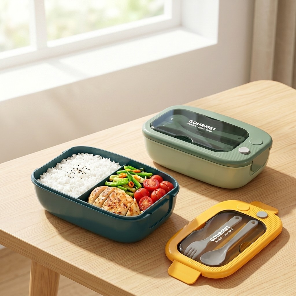 Meal Prep Lunch - Microwavable Plastic Bento Box 2 Compartment