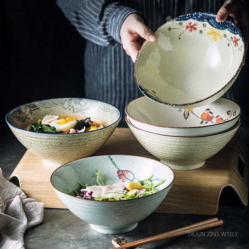 Meal Prep Soup - 8-inch Ceramic Noodle Bowl Japanese Ceramic