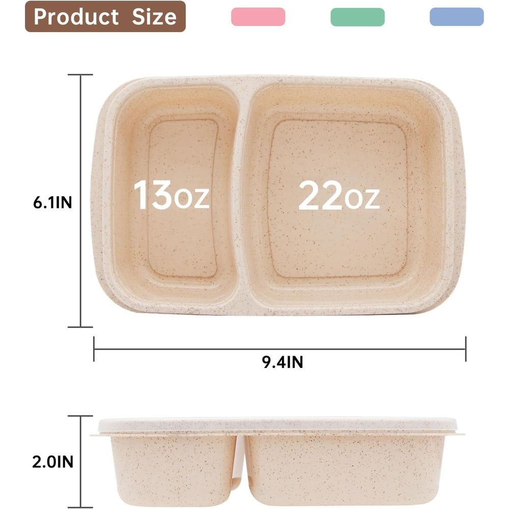 4 Pack Bento Lunch Box, 2 Comp - Meal Prep Lunch 评论和价格