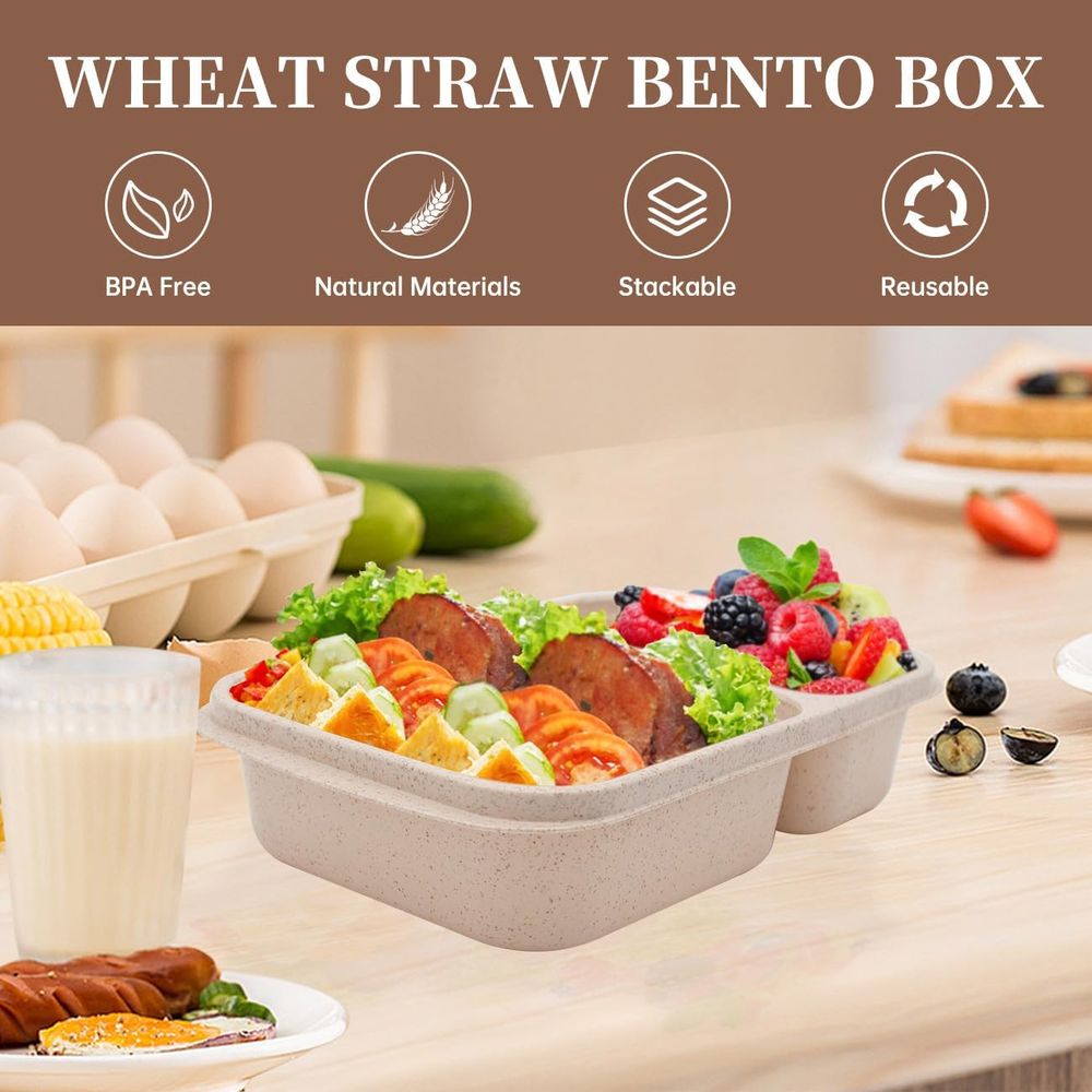 4 Pack Bento Lunch Box, 2 Comp - Meal Prep Lunch 评论和价格