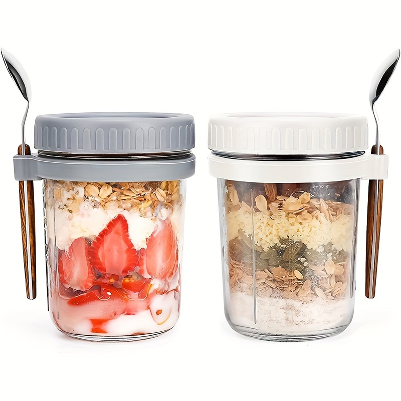 1pc/2pcs Glass Oatmeal Cup, Ov - Meal Prep Jar 评论和价格