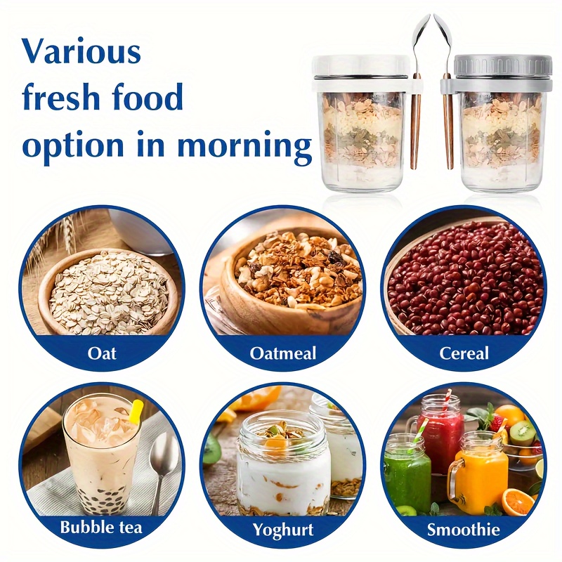 1pc/2pcs Glass Oatmeal Cup, Ov - Meal Prep Jar 评论和价格