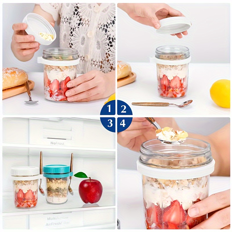 1pc/2pcs Glass Oatmeal Cup, Ov - Meal Prep Jar 评论和价格