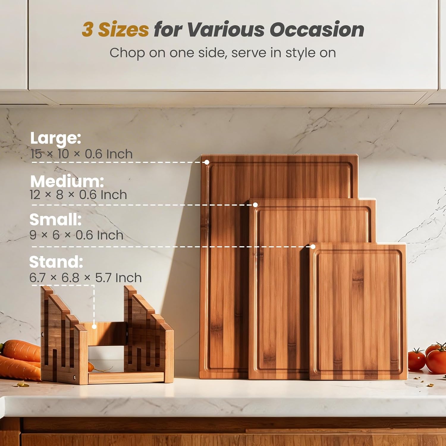 Bamboo Cutting Board Set With  - Meal Prep For Cutting 评论和价格