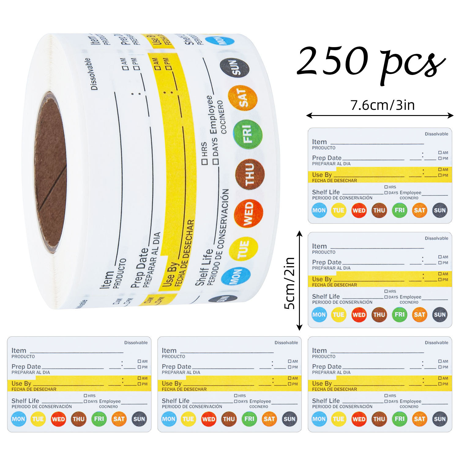 250Pcs/Roll Food Date Labels W - Meal Prep Jar 评论和价格