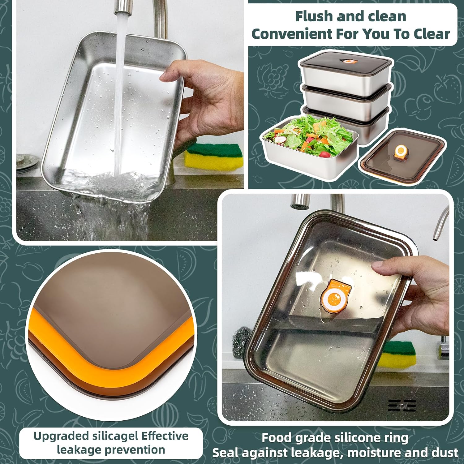 6 Pack(57oz) Stainless Steel F - Meal Prep Lunch 评论和价格