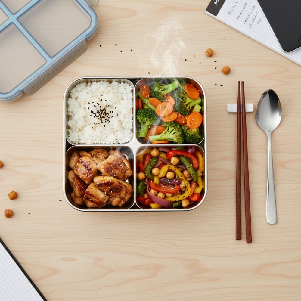 Easy To Clean Square 4 Grid Lu - Meal Prep Lunch 评论和价格