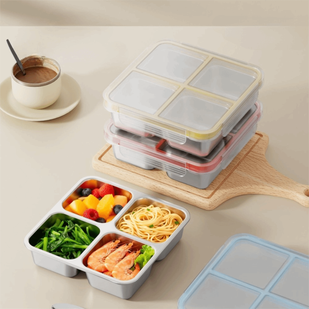 Easy To Clean Square 4 Grid Lu - Meal Prep Lunch 评论和价格