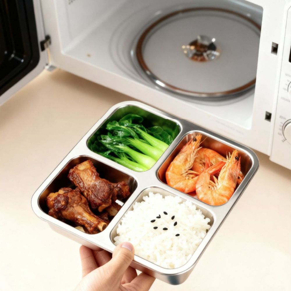 Easy To Clean Square 4 Grid Lu - Meal Prep Lunch 评论和价格