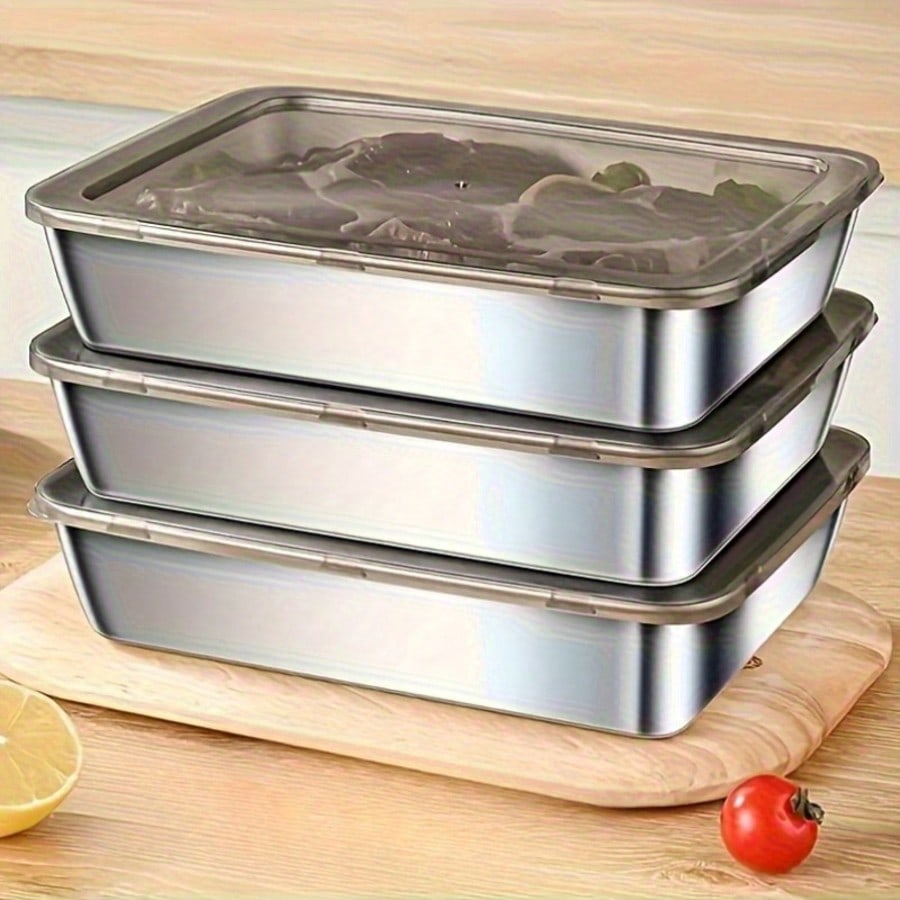6pcs(3 Boxes+ 3 Lids) Stainles - Meal Prep Lunch 评论和价格