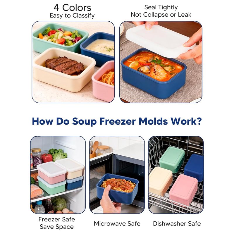 AB33-4-Pack Silicone Freezer M - Meal Prep Soup 评论和价格
