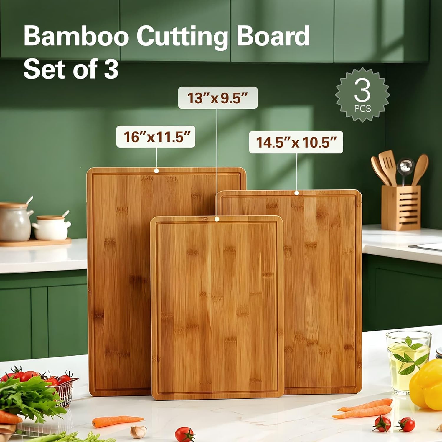 Bamboo Cutting Boards for Kitc - Meal Prep For Cutting 评论和价格